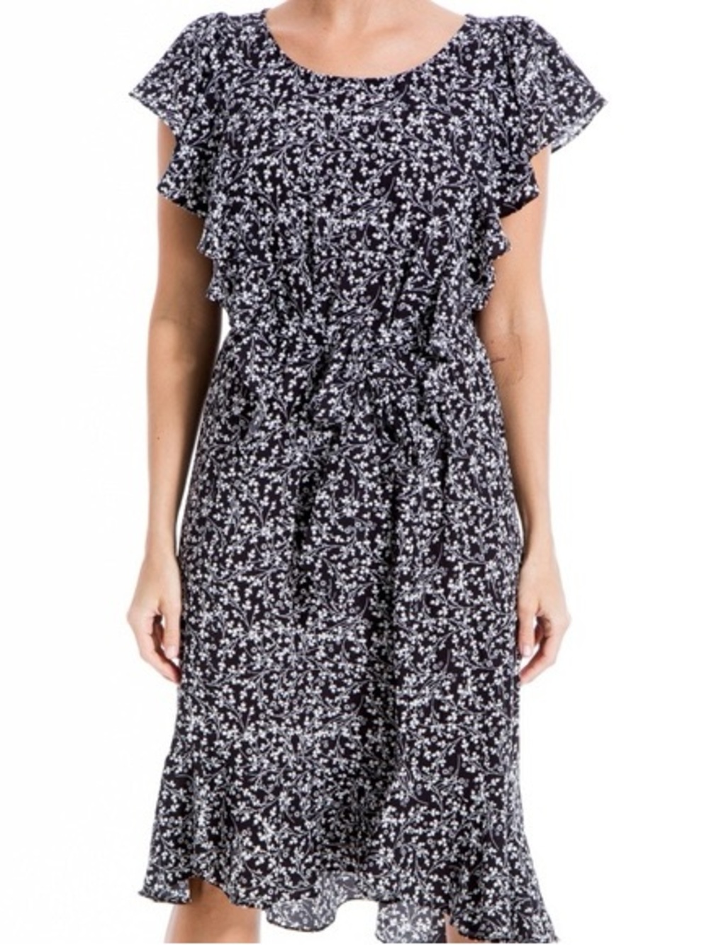 Max Studio Flutter Sleeve Tie Waist Dress